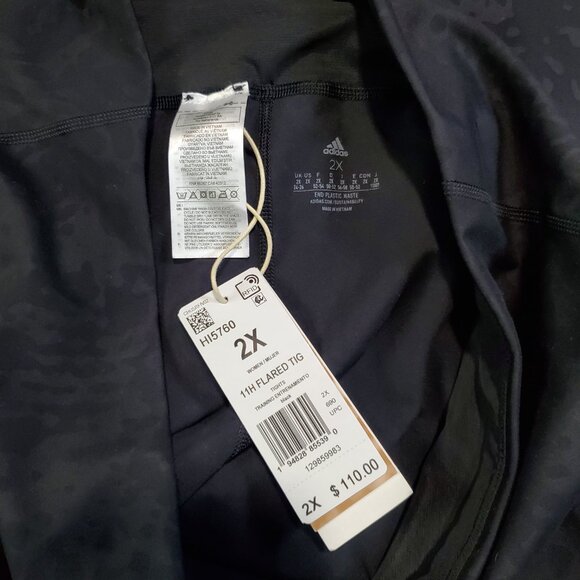 NWT Adidas  x 11 Honore Black Animal Print Flared Cropped Athletic Leggings - 2X - Picture 4 of 7